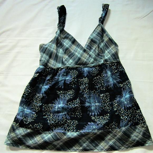 Calvin Klein M Blue Plaid/Floral Adjustable Strap - Picture 5 of 5